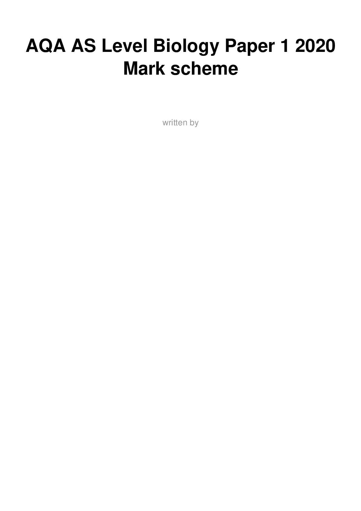 Preview image for AQA A LEVEL BIOLOGY Paper 1 MS 2021